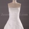 A-line Strapless Asymmetrical Ruched Beaded Chapel Train Organza over Satin Wedding Dresses