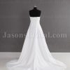 A-line Strapless Beaded Appliqued Asymmetrical Ruched Chapel Train Organza over Satin Wedding Dresses