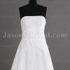 A-line Strapless Beaded Appliqued Asymmetrical Ruched Chapel Train Organza over Satin Wedding Dresses