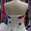 A-line Strapless Dropped Embroidered Flowers Corset Chapel Train Tulle over Satin Wedding Dresses
