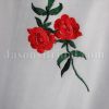 A-line Strapless Dropped Embroidered Flowers Corset Chapel Train Tulle over Satin Wedding Dresses