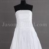 A-line Strapless Beaded Embroidered Asymmetrical Ruched Pleated Chapel Train Satin Wedding Dresses