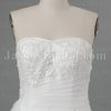 A-line Sweetheart Beaded Embroidered Asymmetrical Ruched Side Draped Sweep Train Organza over Satin Wedding Dresses