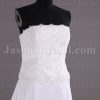 Slim A-line Strapless Beaded Appliqued Bodice Empire Ribbon Catch-up Chapel Train Taffeta Wedding Dresses