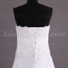 Slim A-line Strapless Beaded Appliqued Bodice Empire Ribbon Catch-up Chapel Train Taffeta Wedding Dresses