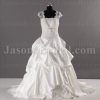 Ball Gown Illusion Bolero Sheer Back Scalloped Bodice Jeweled Embroidered Chapel Train Pick-up Satin Wedding Dresses