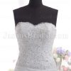 Ball Gown Scalloped Sweetheart Beaded Embroidered Asymmetrical Pleated Dropped Pick-up Draped Chapel Train Satin Wedding Dresses