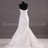 Fit-and-Flare Sweetheart Ruched Jeweled Asymmetrical Pleated Side Motif Sweep Train Satin Wedding Dresses