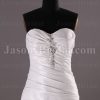 Fit-and-Flare Sweetheart Ruched Jeweled Asymmetrical Pleated Side Motif Sweep Train Satin Wedding Dresses