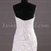 Fit-and-Flare Sweetheart Ruched Jeweled Asymmetrical Pleated Side Motif Sweep Train Satin Wedding Dresses