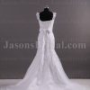 Fit-and-Flare Floral Cap Sleeves Sweetheart Allover Lace Adorned Belt Chapel Train Organza over Satin Wedding Dresses