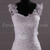 Fit-and-Flare Floral Cap Sleeves Sweetheart Allover Lace Adorned Belt Chapel Train Organza over Satin Wedding Dresses
