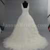 Magical Ball Gown Straps V-neck Ruched Asymmetrical Pleated Jeweled Side Waist Tiered Layers Gathered Tulle Chapel Train Wedding Dresses