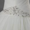 Magical Ball Gown Straps V-neck Ruched Asymmetrical Pleated Jeweled Side Waist Tiered Layers Gathered Tulle Chapel Train Wedding Dresses