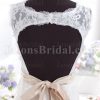 Fit-and-Flare Illusion Sleeves Scalloped V-neck Beaded Belt Allover Lace Backless Sweep Train Satin Wedding Dresses