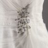 A-line Lace Adorned Sleeveless V-neck Ruched Asymmetrical Pleated Jeweled Waist Sweep Train Tulle Lace Wedding Dresses