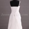Fit-and-Flare Illusion One-shoulder Ruched Asymmetrical Pleated Adorned Side Drape Sweep Train Chiffon Wedding Dresses