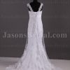Fit-and-Flare Cap Sleeves Sweetheart Jeweled Empire Belt Beaded Appliques Sweep Train Tulle over Satin Wedding Dresses