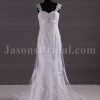 Fit-and-Flare Cap Sleeves Sweetheart Jeweled Empire Belt Beaded Appliques Sweep Train Tulle over Satin Wedding Dresses
