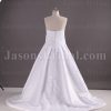 Ball Gown Strapless Beaded Embroidered Asymmetrical Ruched Pleated Chapel Train Satin Wedding Dresses
