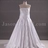 Ball Gown Strapless Beaded Embroidered Asymmetrical Ruched Pleated Chapel Train Satin Wedding Dresses