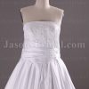 Ball Gown Strapless Beaded Embroidered Asymmetrical Ruched Pleated Chapel Train Satin Wedding Dresses