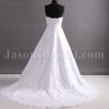 A-line Scalloped Sweetheart Beaded Appliques Asymmetrical Ruched Chapel Train Organza over Satin Wedding Dresses