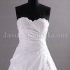 A-line Scalloped Sweetheart Beaded Appliques Asymmetrical Ruched Chapel Train Organza over Satin Wedding Dresses
