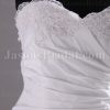 A-line Scalloped Sweetheart Beaded Appliques Asymmetrical Ruched Chapel Train Organza over Satin Wedding Dresses