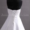 A-line Scalloped Sweetheart Beaded Appliques Asymmetrical Ruched Chapel Train Organza over Satin Wedding Dresses