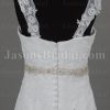 Fit-and-Flare Cap Sleeves Sweetheart Appliqued Jeweled Waistline Chapel Train Lace over Satin Wedding Dresses