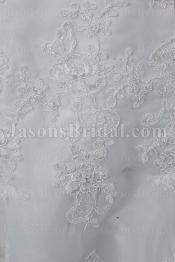 Fit-and-Flare Cap Sleeves Sweetheart Appliqued Jeweled Waistline Chapel Train Lace over Satin Wedding Dresses
