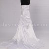 Fit-and-Flare Sweetheart Ruched Asymmetrical Pleated Beaded Waist Side Draped Sweep Train Satin Wedding Dresses