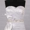 Fit-and-Flare Sweetheart Ruched Asymmetrical Pleated Beaded Waist Side Draped Sweep Train Satin Wedding Dresses