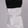 Fit-and-Flare Sweetheart Ruched Asymmetrical Pleated Beaded Waist Side Draped Sweep Train Satin Wedding Dresses