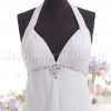 Empire A-line Halter V-neck Ruched Bodice Jeweled Backless Sweep Train Chiffon Wedding Dresses