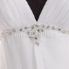Empire A-line Halter V-neck Ruched Bodice Jeweled Backless Sweep Train Chiffon Wedding Dresses