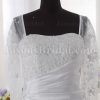 Fit-and-Flare Illusion Long Sleeves Beaded Embroidered Asymmetrical Pleated Sweep Train Satin Wedding Dresses