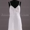Empire Slim A-line Spaghetti Straps V-neck Sweep Train Allover Sequined Chiffon Wedding Dresses