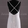 Empire Slim A-line Spaghetti Straps V-neck Sweep Train Allover Sequined Chiffon Wedding Dresses
