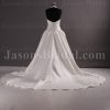 Elegant Ball Gown Halter Deep V-neck Beaded Pleated Chapel Train Satin Wedding Dresses