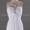 Empire Jeweled Halter Sweetheart Ruched Bodice Pleated Sweep Train Chiffon Wedding Dresses
