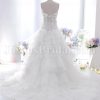 Ball Gown Sweetheart Adorned Flowers Beaded Embroidered Illusion Waist Tiered Layers Chapel Train Organza Wedding Dresses