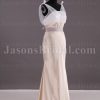 Two-tone Mermaid Illusion Straps Sleeveless Ruched Belt Low Back Sweep Train Satin Wedding Dresses