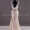 Two-tone Mermaid Illusion Straps Sleeveless Ruched Belt Low Back Sweep Train Satin Wedding Dresses