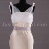 Two-tone Mermaid Illusion Straps Sleeveless Ruched Belt Low Back Sweep Train Satin Wedding Dresses