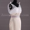 Two-tone Mermaid Illusion Straps Sleeveless Ruched Belt Low Back Sweep Train Satin Wedding Dresses