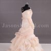 Ball Gown Illusion One-shoulder Ruched Belt Asymmetrical Layers Swirls Chapel Train Organza Wedding Dresses