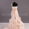 Ball Gown Illusion One-shoulder Ruched Belt Asymmetrical Layers Swirls Chapel Train Organza Wedding Dresses