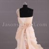 Ball Gown Illusion One-shoulder Ruched Belt Asymmetrical Layers Swirls Chapel Train Organza Wedding Dresses